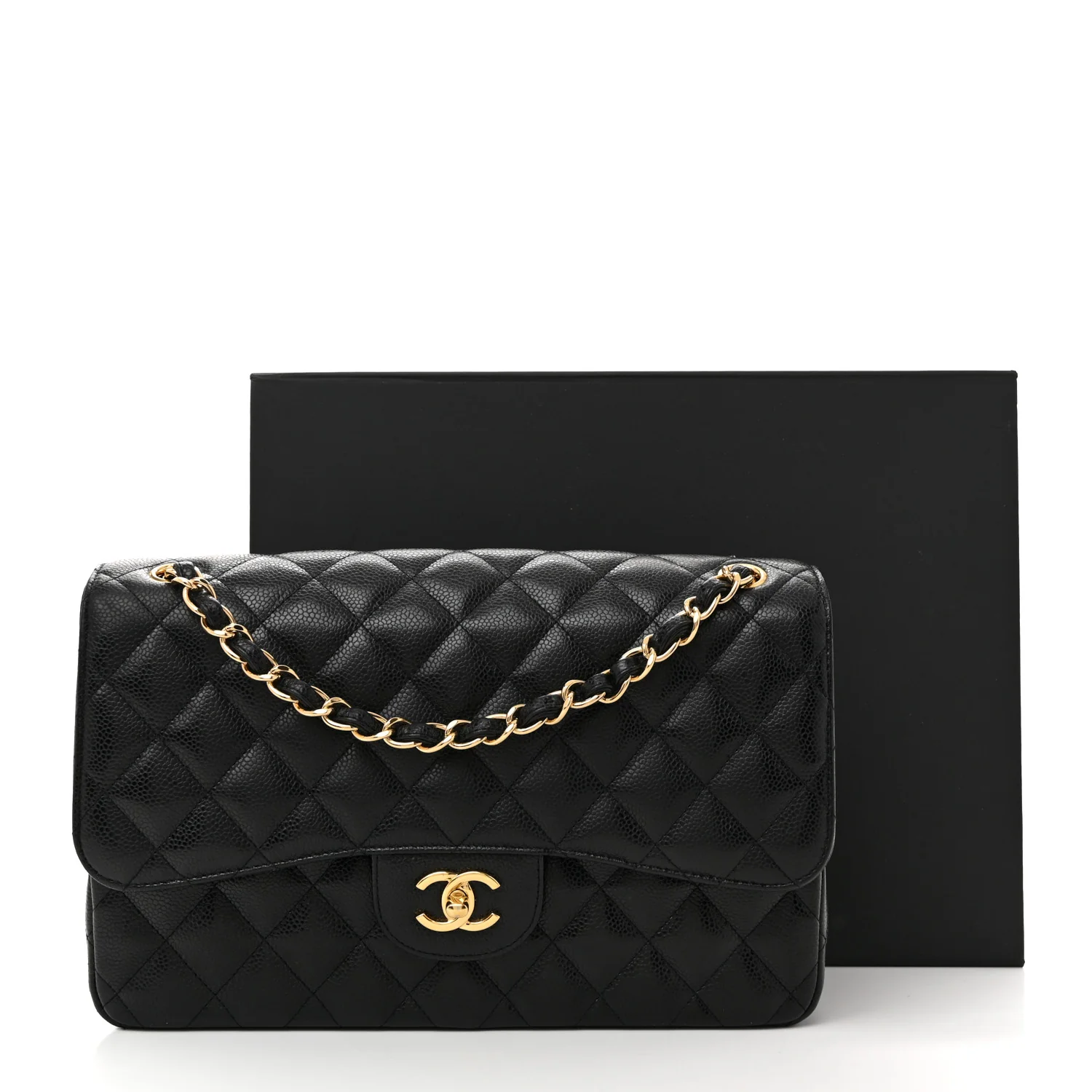 Caviar Quilted Jumbo Double Flap Black - Top Club