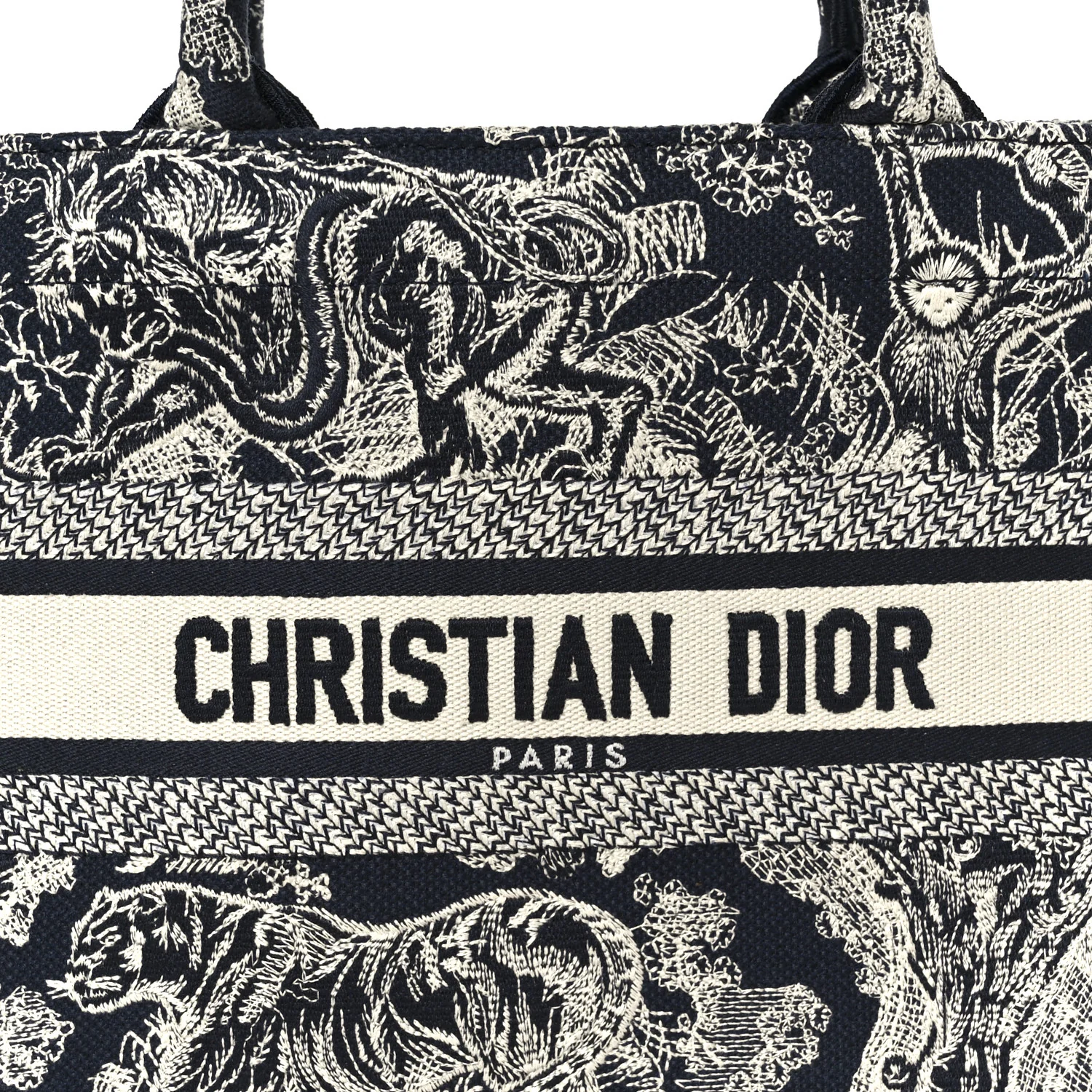 Canvas Embroidered Small Dioriviera Toile De Jouy Book Tote Blue - Top Club