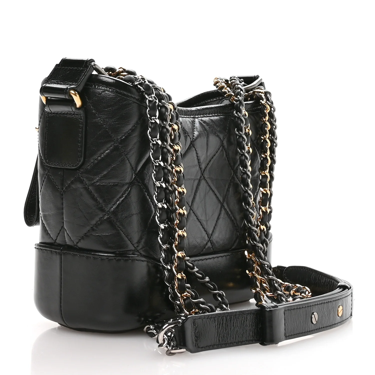 Aged Calfskin Quilted Small Gabrielle Logo Hobo Black - Top Club