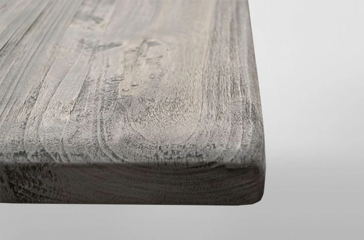 Country house coffee table oak rustic gray 140 x 80 cm - baroque style salon living room table solid oak