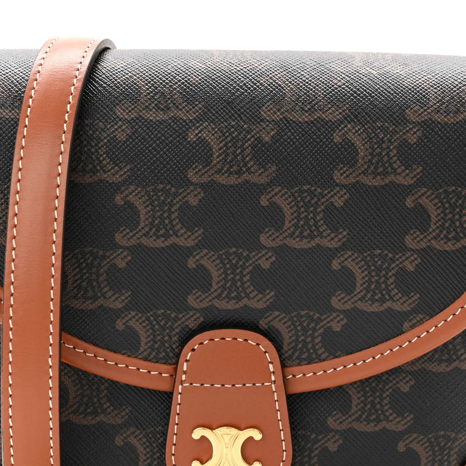 Canvas Calfskin Triomphe Mini Besace Tan - Top Club