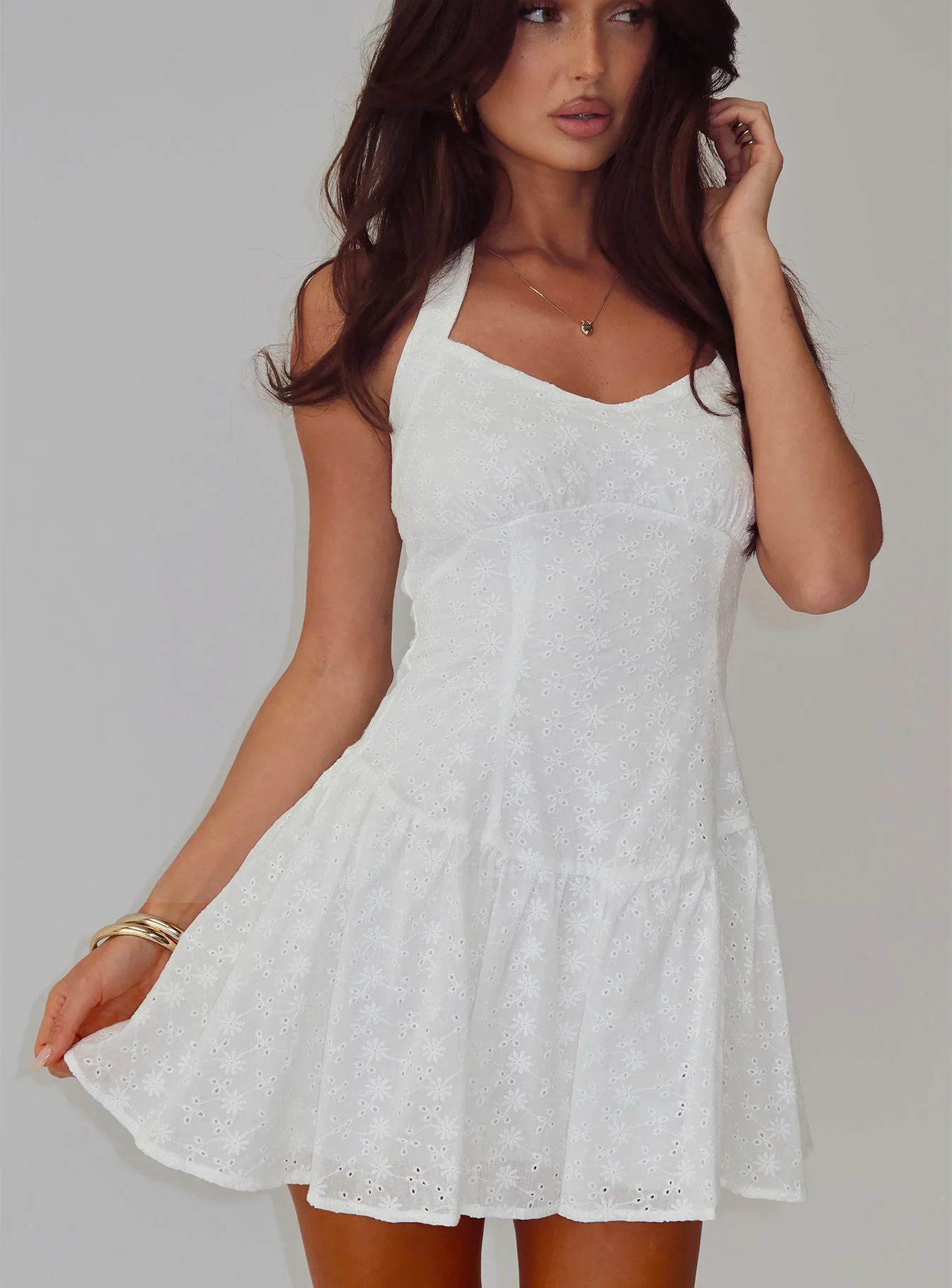 Kaesie Halter Mini Dress White