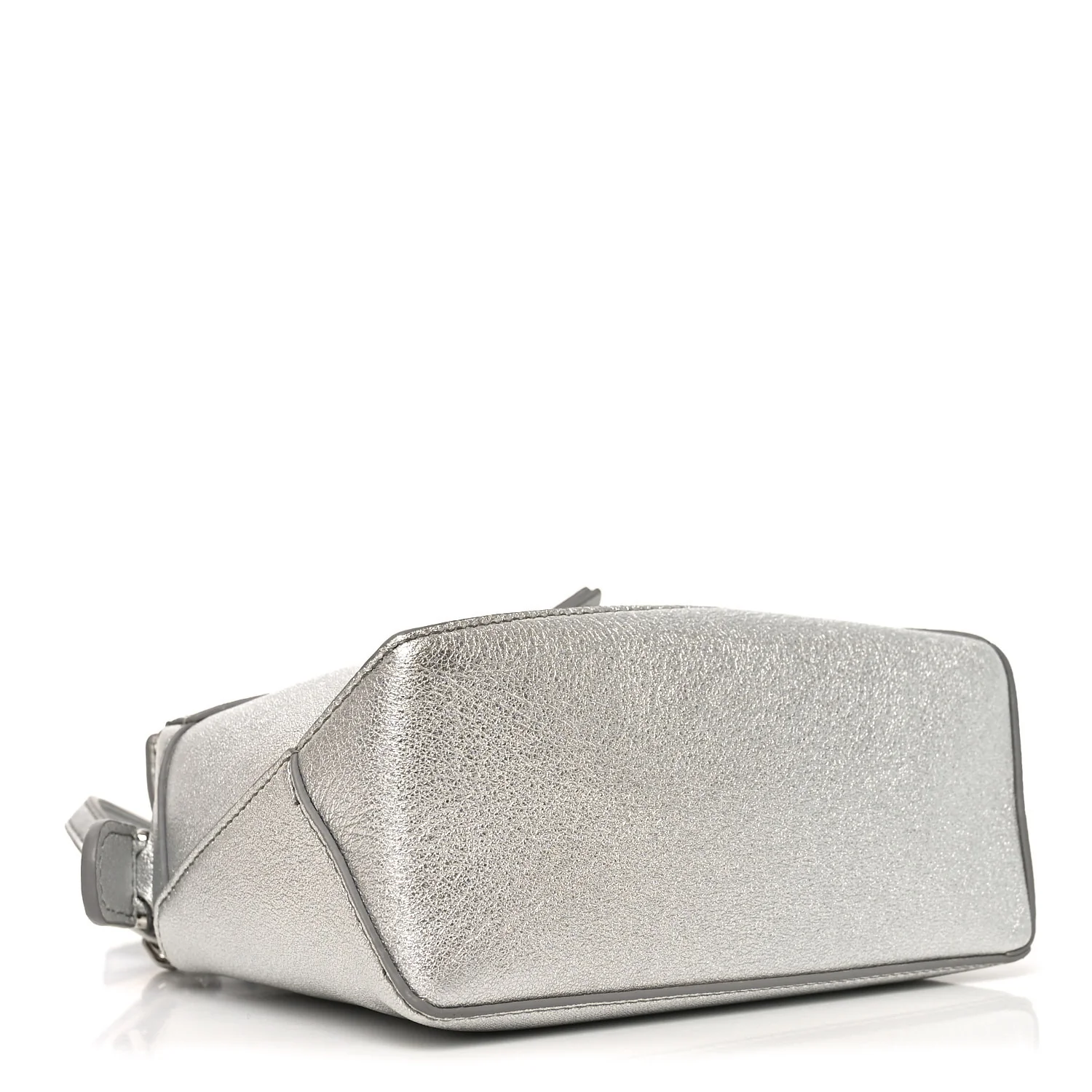Laminated Lambskin Mini Puzzle Edge Bag Silver - Top Club