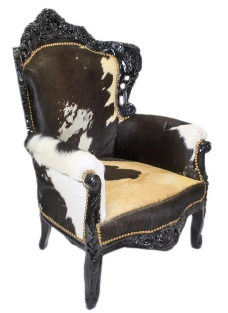Armchair King Cowhide / Black Mod2 - Baroque Furniture