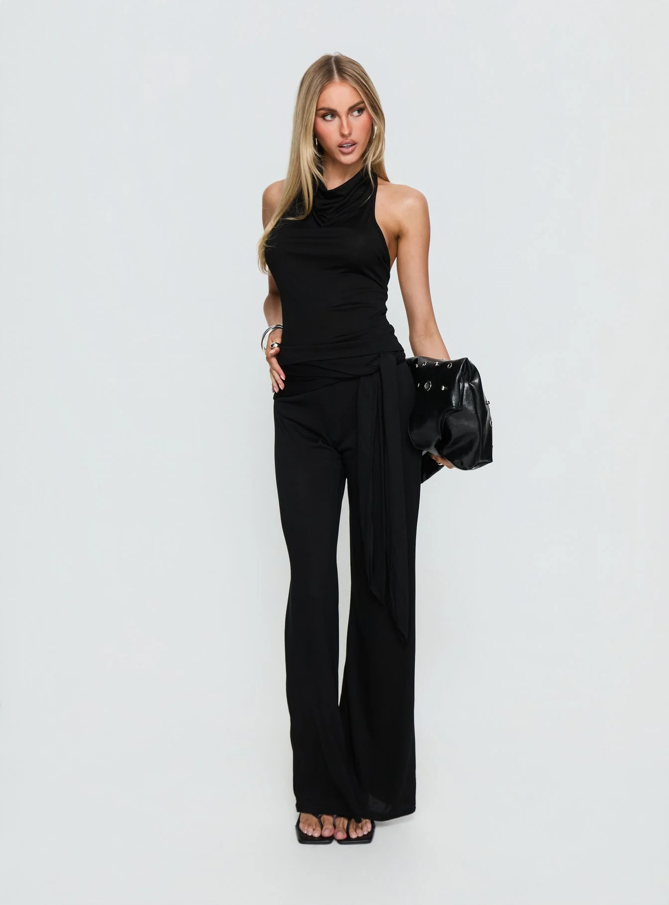Katiana Wrap Jersey Pants Black