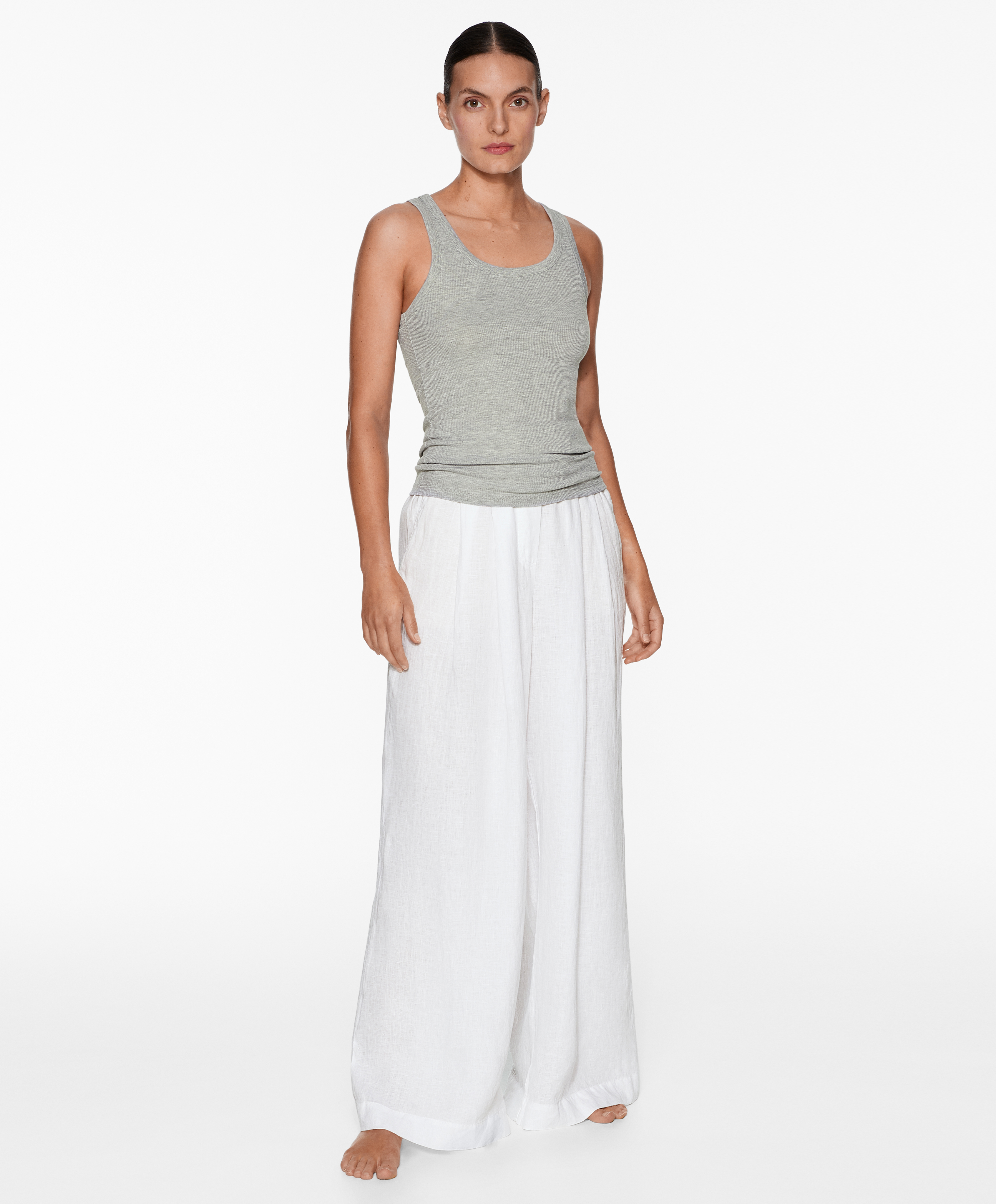 OYSHO Rib vest top with cotton and modal