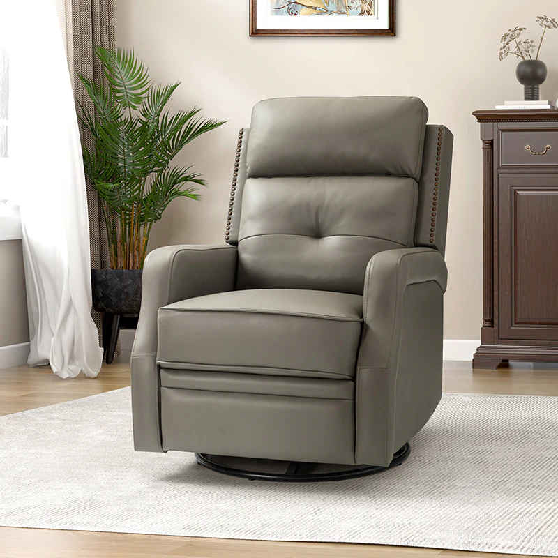 Benito 28.74" Wide Genuine Leather Swivel Rocker Recliner