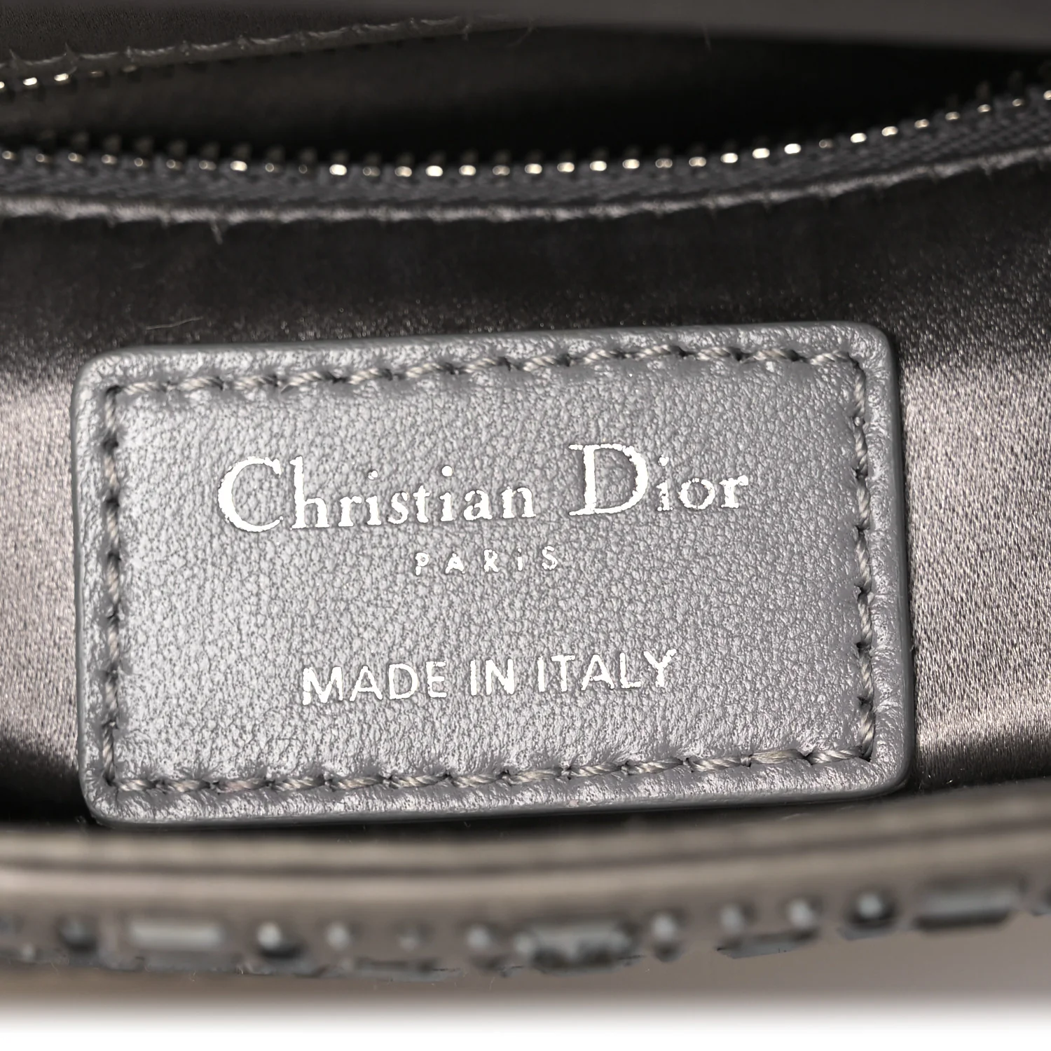 Satin Crystal Cannage Mini Lady Dior Gray - Top Club