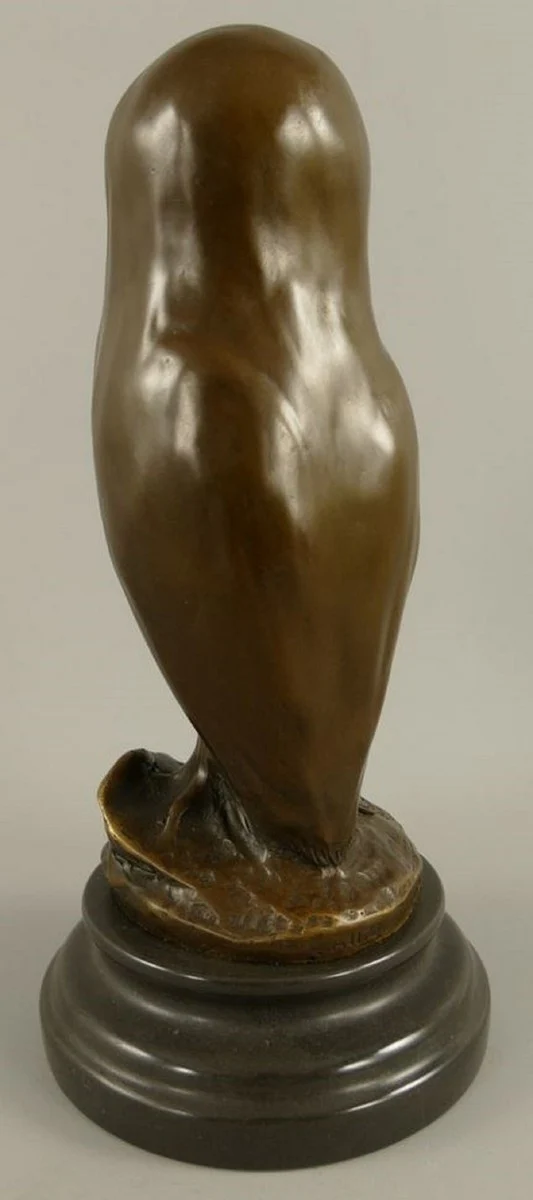 Bronze sculpture owl bronze color / black 12 x 12 x H. 26 cm - bronze figure - decorative figure - desk decoration accessories