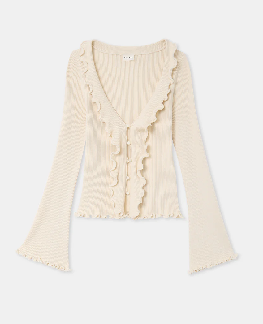 Pimkie Gilet maille côtelée avec volants et bords ondulés