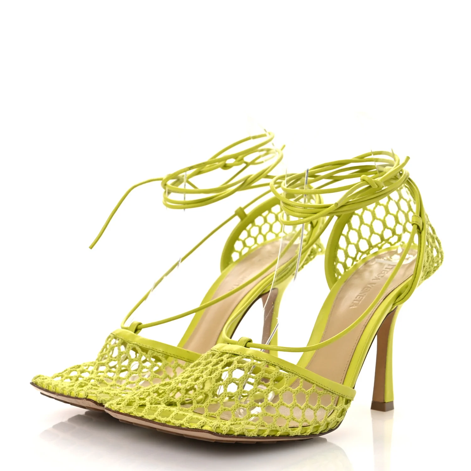 Mesh Nappa Stretch Ankle Tie Sandals 39 Kiwi - Top Club