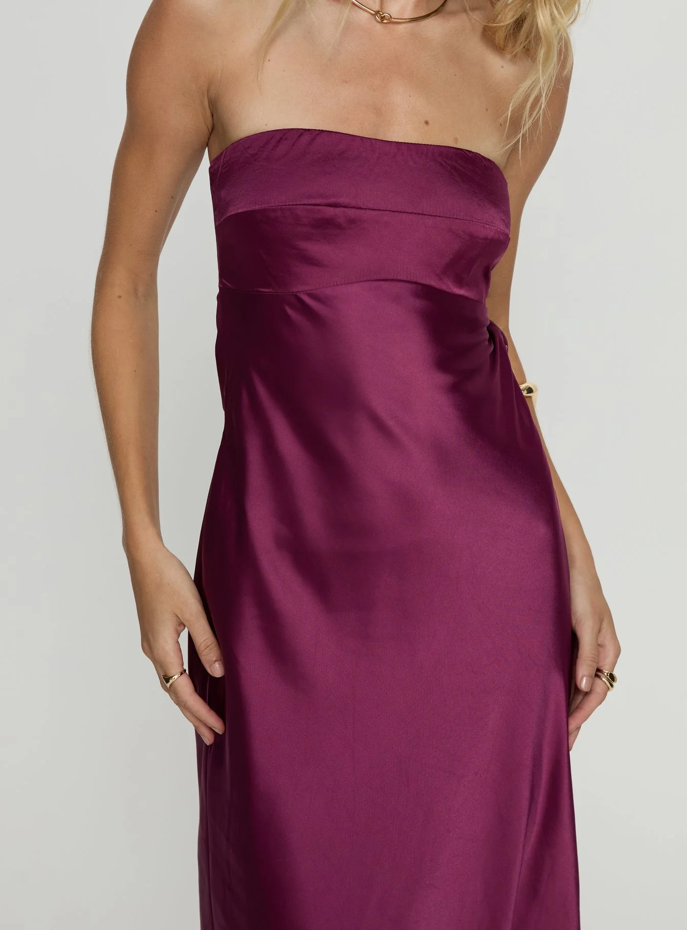Rozelle Strapless Maxi Dress Currant