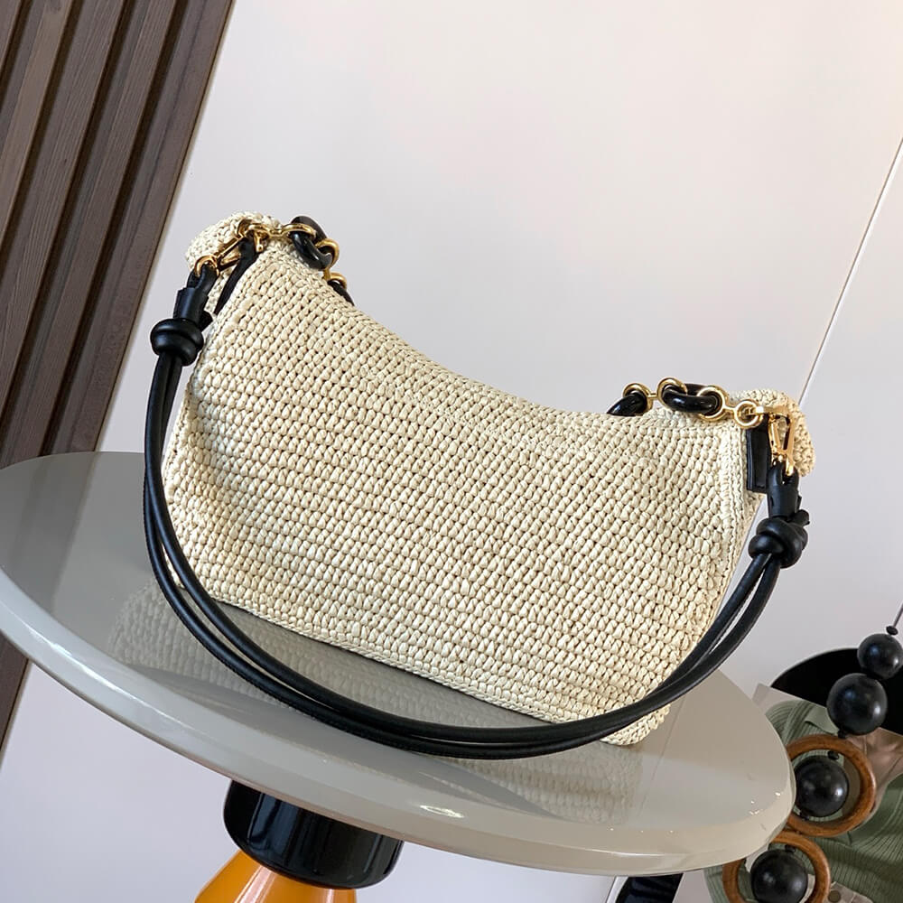 Loewe Medium Ola bag in raffia and calfskin(HIGH-END GRADE) - Top Club