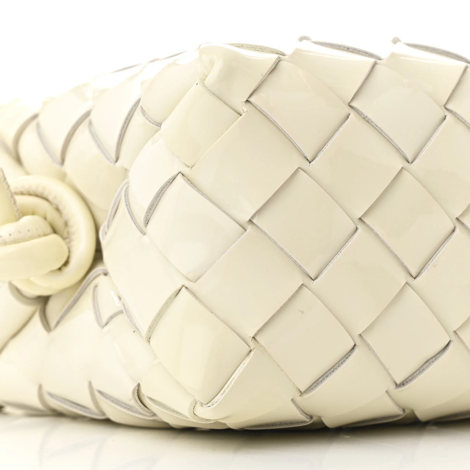 Patent Nappa Intrecciato Mini Loop Camera Bag White - Top Club