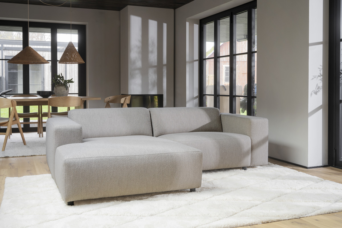 Gestoffeerde 3-zits hoekbank Willard - 234 cm Beige - rechts