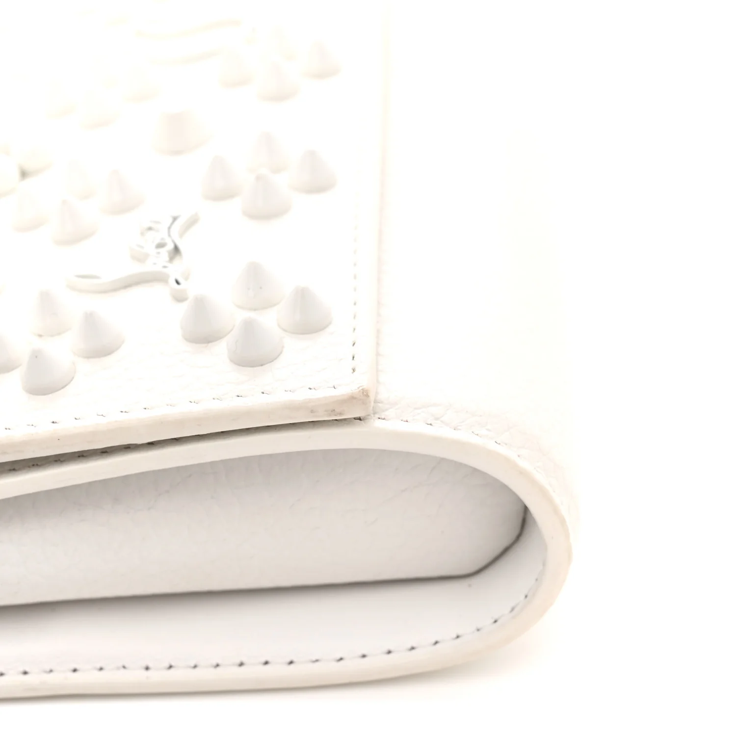 Calfskin Spikes Loubinthesky Paloma Wallet On Chain White - Top Club
