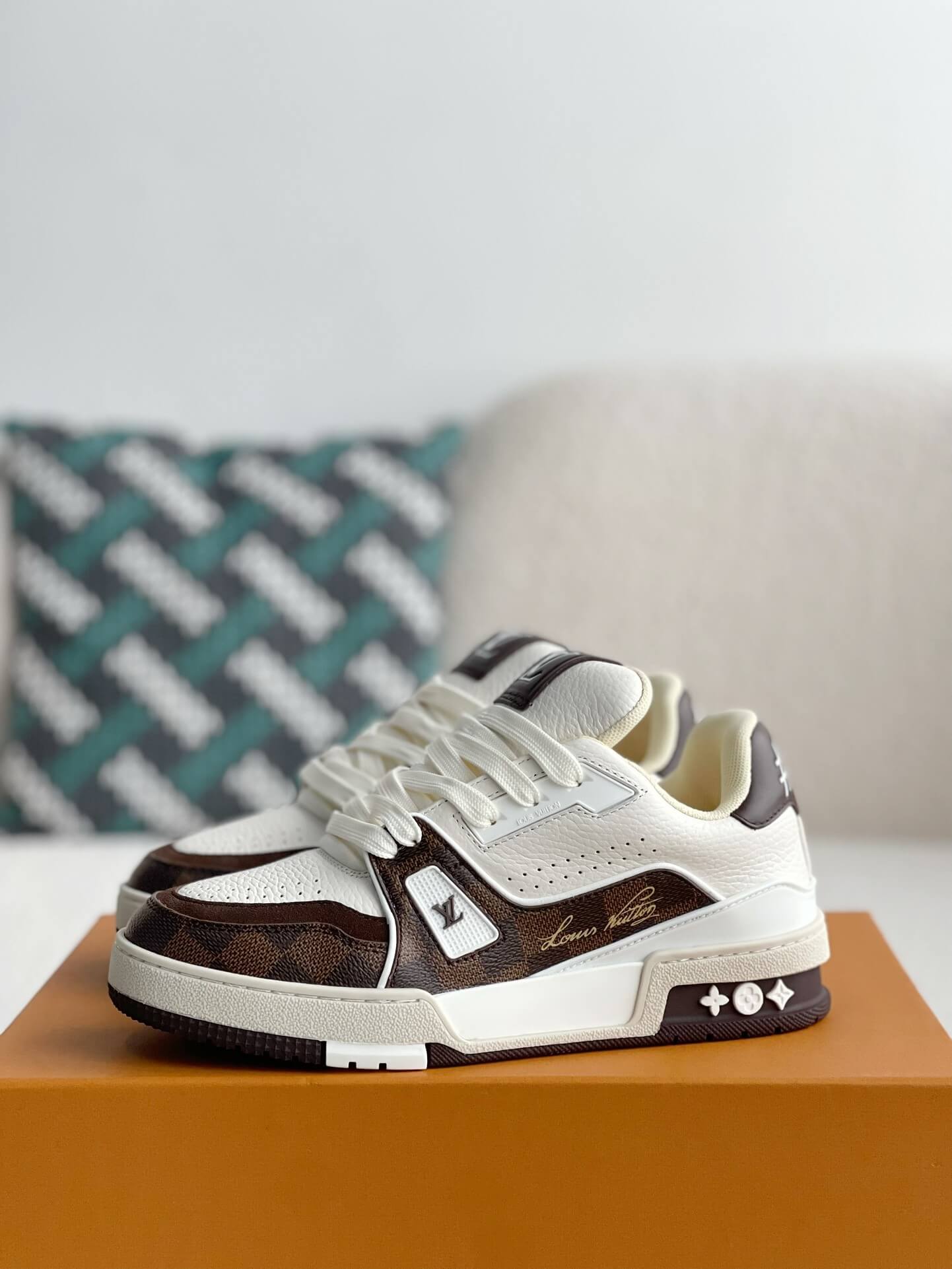Louis Vuitton LV Trainer #54 Moka Brown Damier Sneaker - Sneaker Replica Workshop