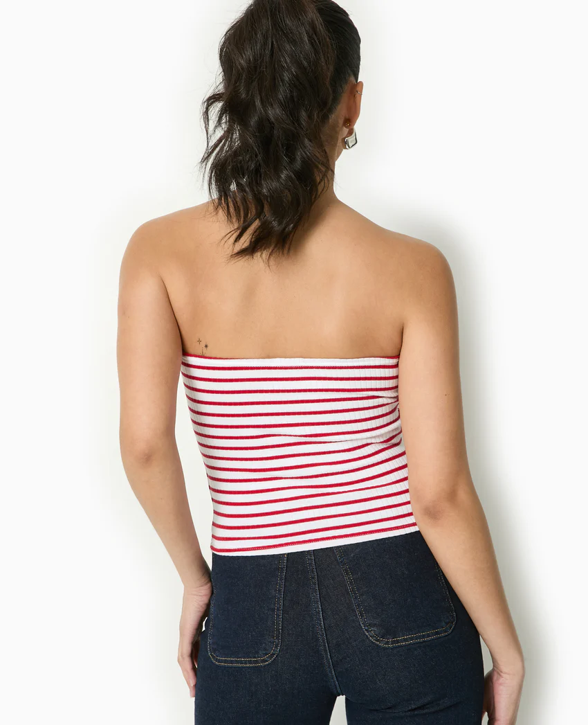 Pimkie Top bandeau en maille côtelée rayée