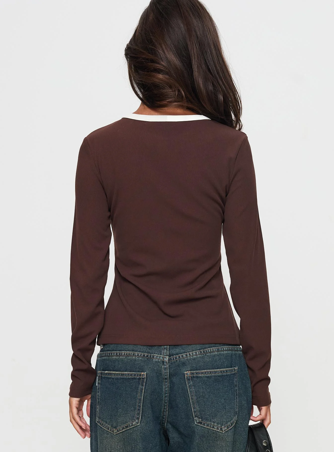 Phaidra Button Up Long Sleeve Top Brown