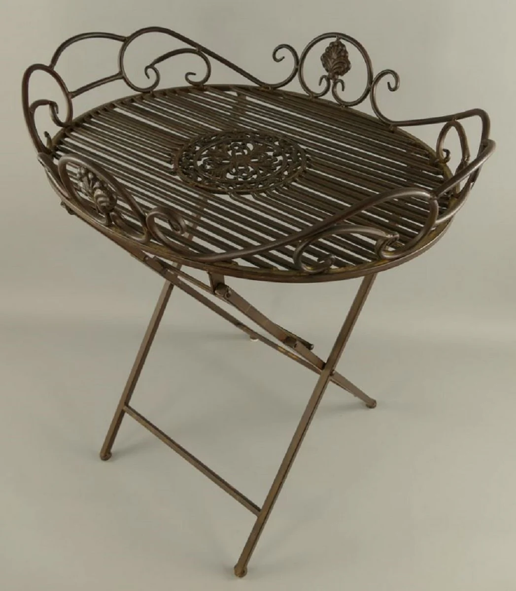 Art Nouveau garden side table rust 63 x 48 x H. 70 cm - Folding garden metal table - Baroque & Art Nouveau garden furniture