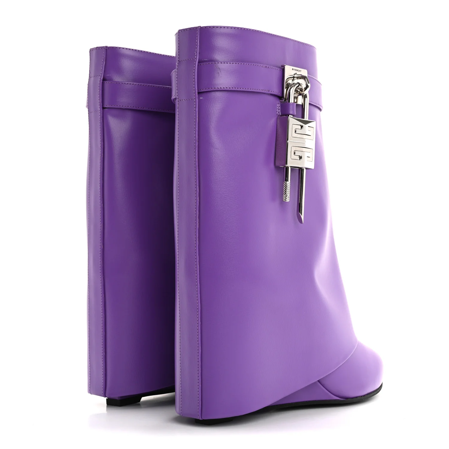 Calfskin Shark Lock Ankle Boots 39 Ultraviolet - Top Club