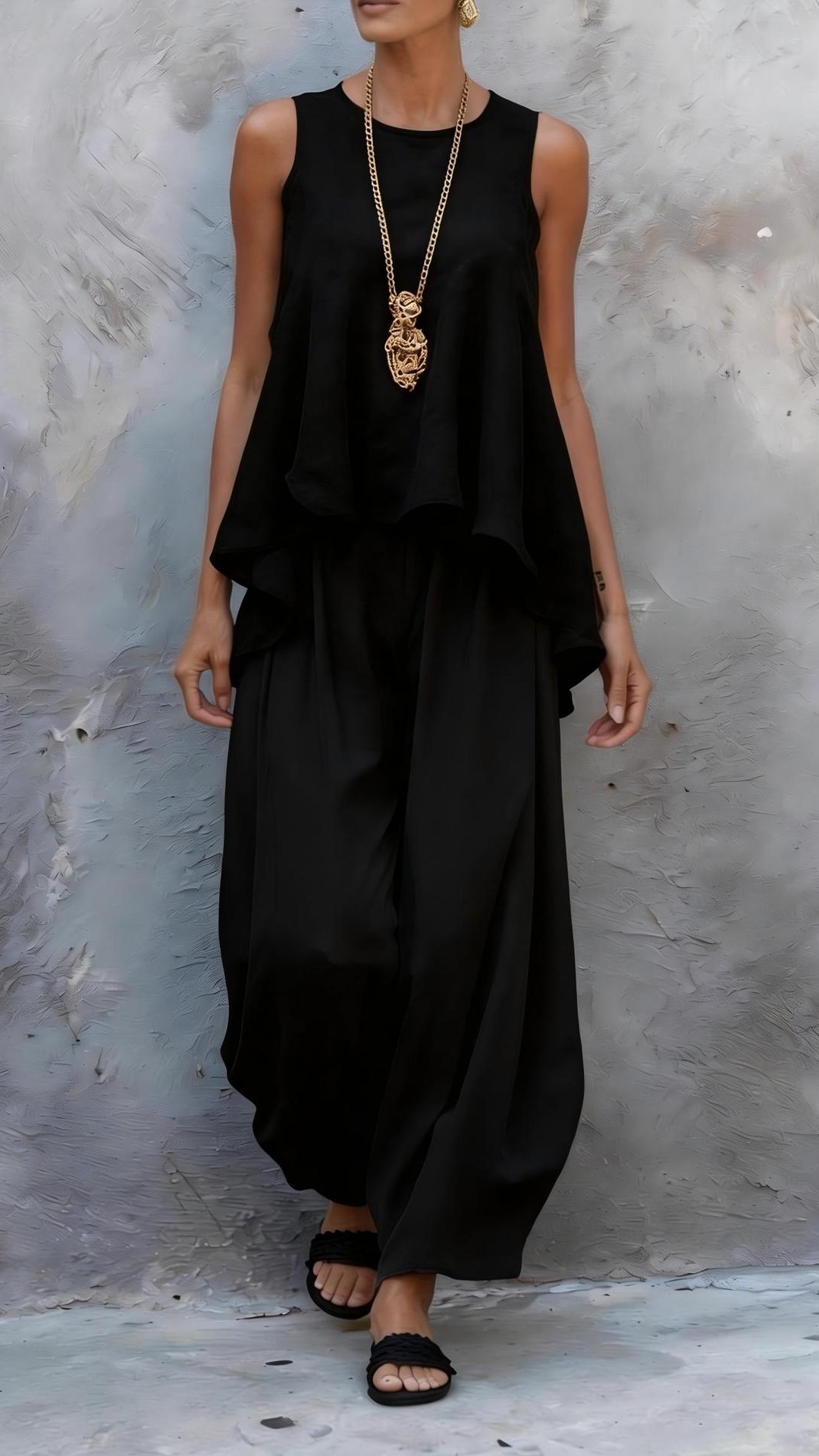 Women's Casual Two-Piece Set: Sleeveless Top & Loose Wide-Leg Pants - Nordfashionstorm - Women's Clothing, Fashion for You - Nordfashionstorm.com