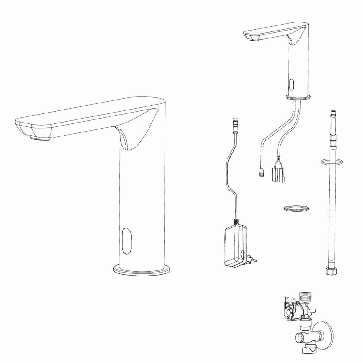 Luxury washbasin fitting silver H. 15.3 cm - electric with sensor