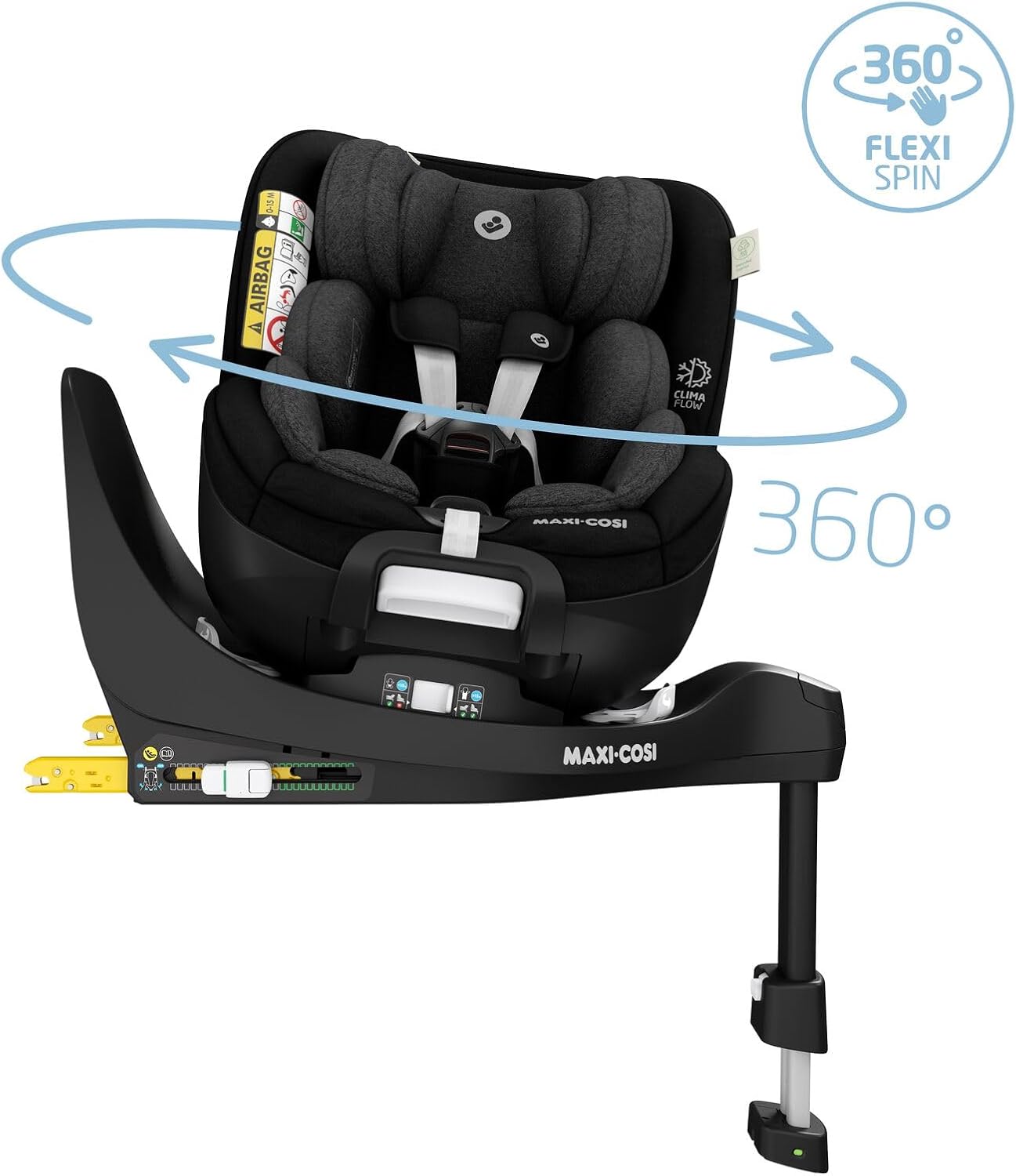 Maxi-Cosi Mica Pro Eco Seggiolino Auto Isofix Girevole 360° Per Bambini 0-4 Anni (40-105 Cm), ClimaFlow, Protezione dagli impatti laterali G-CELL, Omologato I-Size R129, Authentic Black