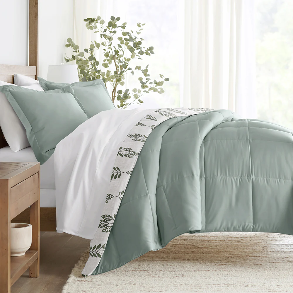 Folk Leaves Reversible Down-Alternative Comforter Set - Sale