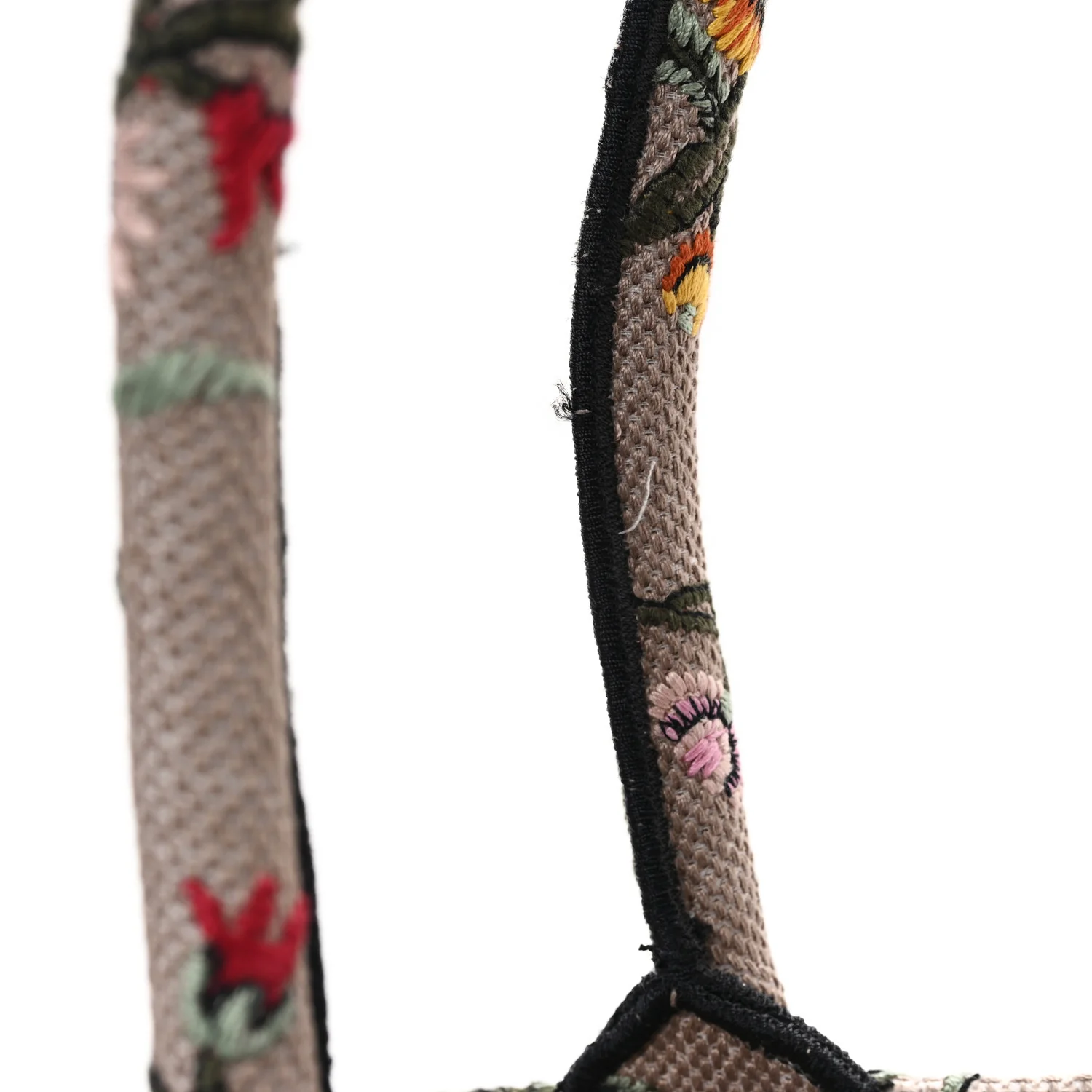 Canvas Embroidered Petites Fleurs Medium Book Tote Rose Multicolor - Top Club
