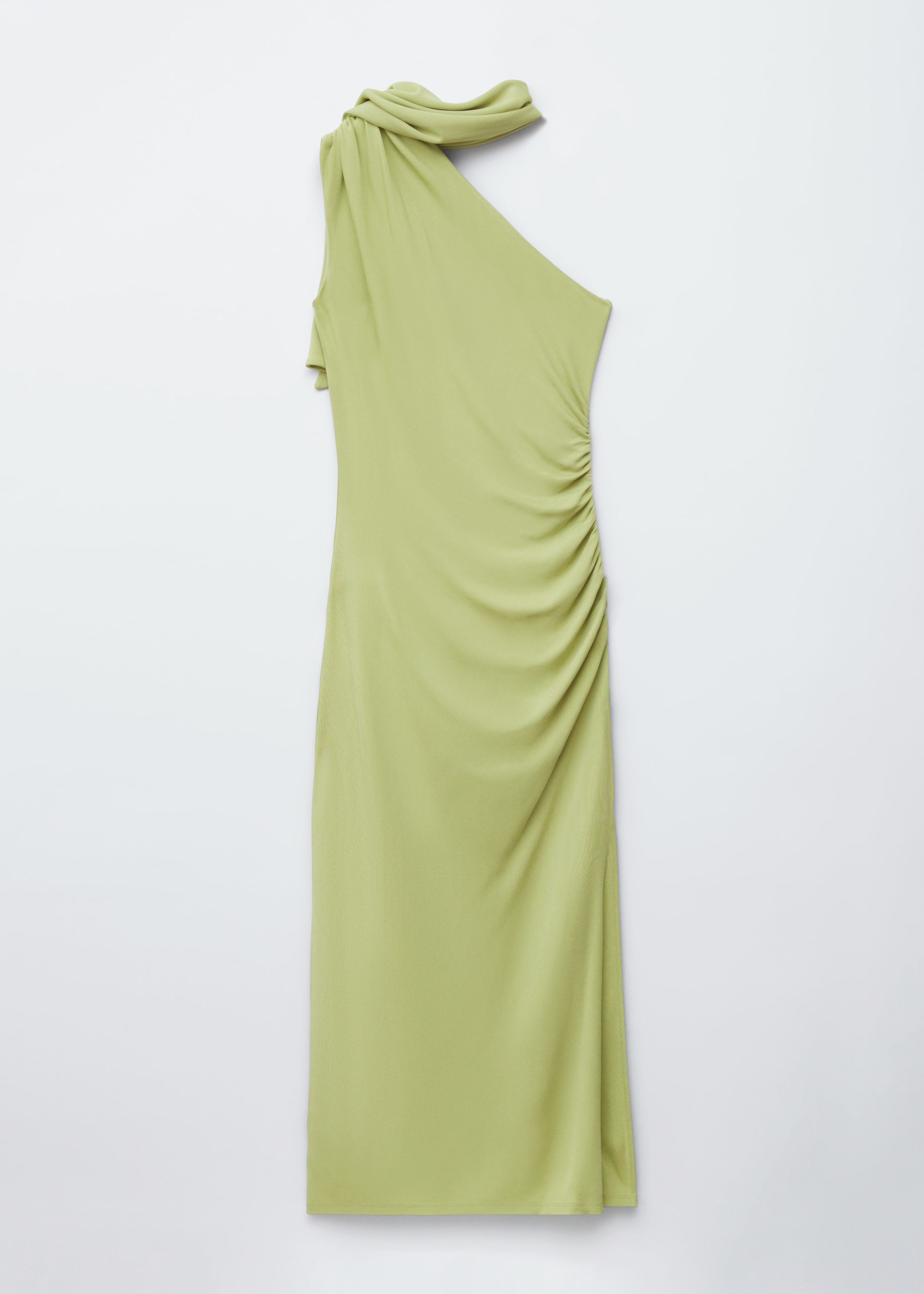 & Other Stories ONE-SHOULDER SCARF-DETAIL MIDI DRESS