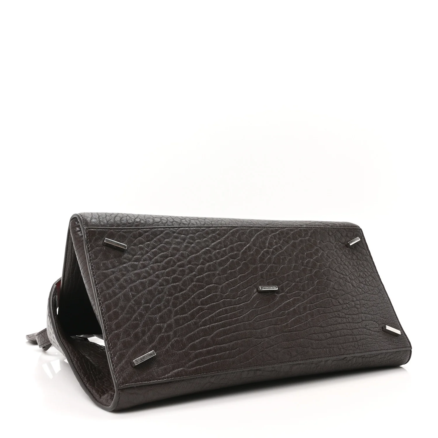 Natural Grain Calfskin Bicolor Large Hug Bag Testa Di Moro Flame Red - Top Club
