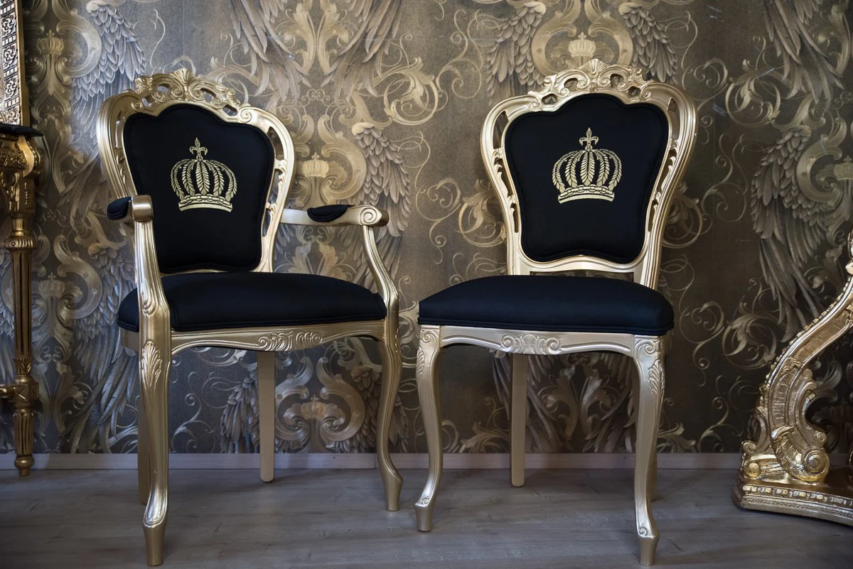 Pompöös by Luxury Baroque Dining Room Chair Black / Gold - Pompöös Baroque Chair designed by Harald Glööckler