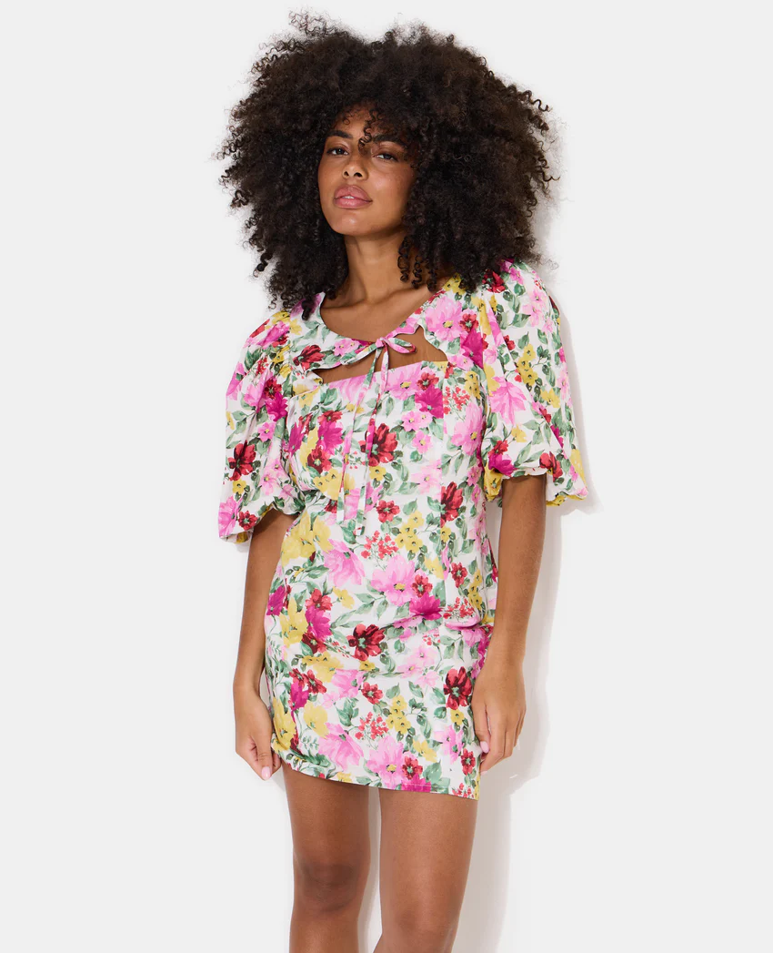 Pimkie Robe courte manches ballons motif fleurs