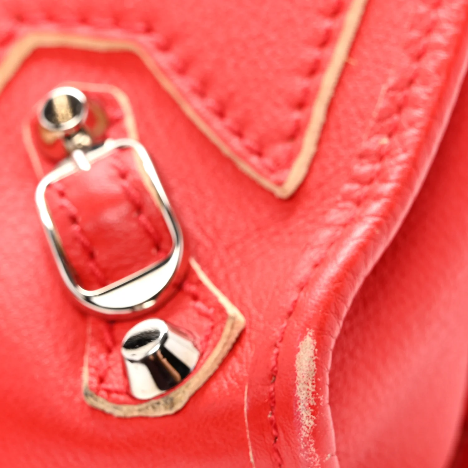 Supple Grained Calfskin Classic Silver Hardware Highlight Mini City Rouge Fraise - Top Club