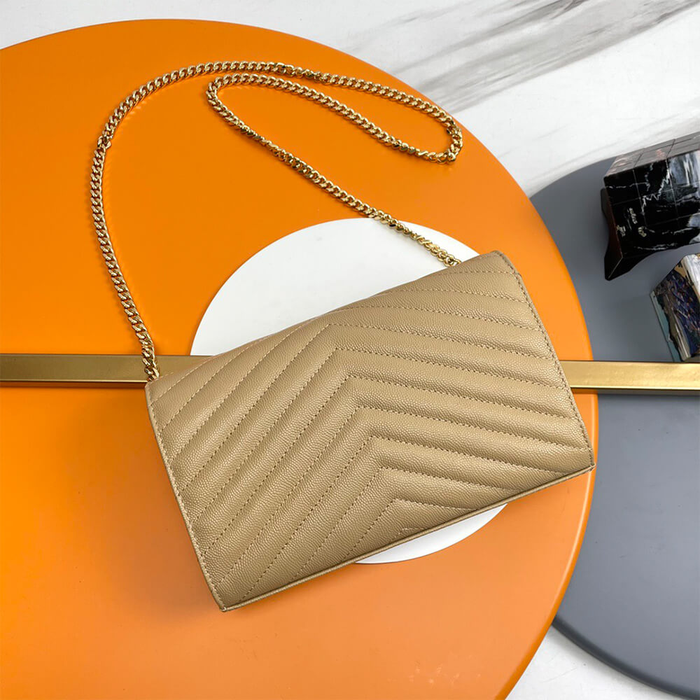 YSL classic cassandre chain wallet in grain de poudre leather - Top Club