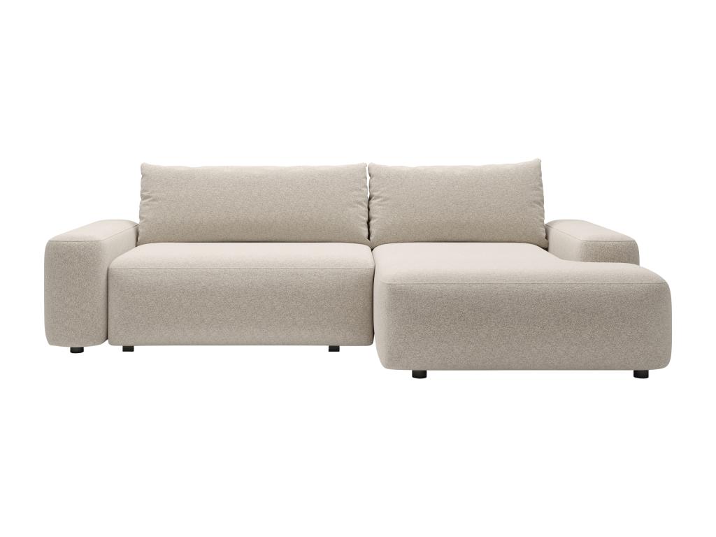 Sofá esquinero derecho convertible de tela texturizada color crema