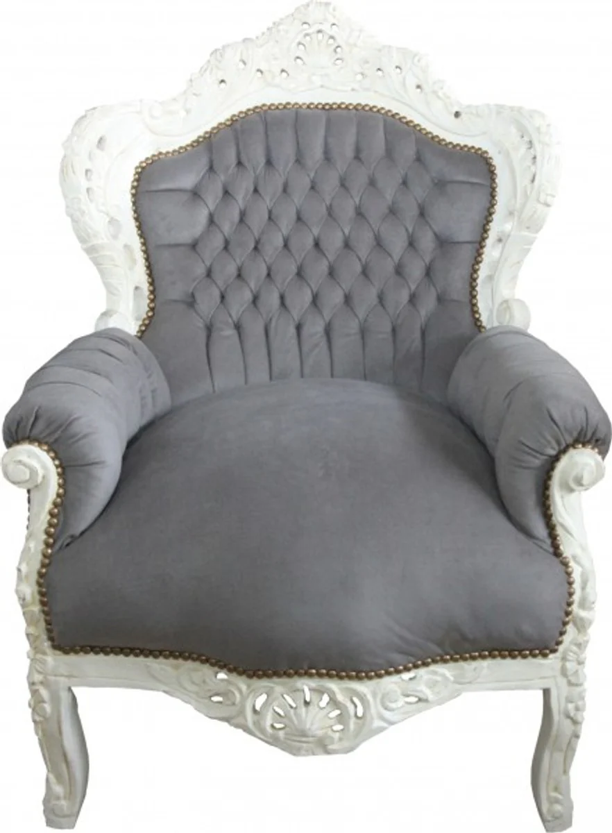 Baroque armchair King gray / cream 85 x 85 x H. 120 cm - antique style furniture