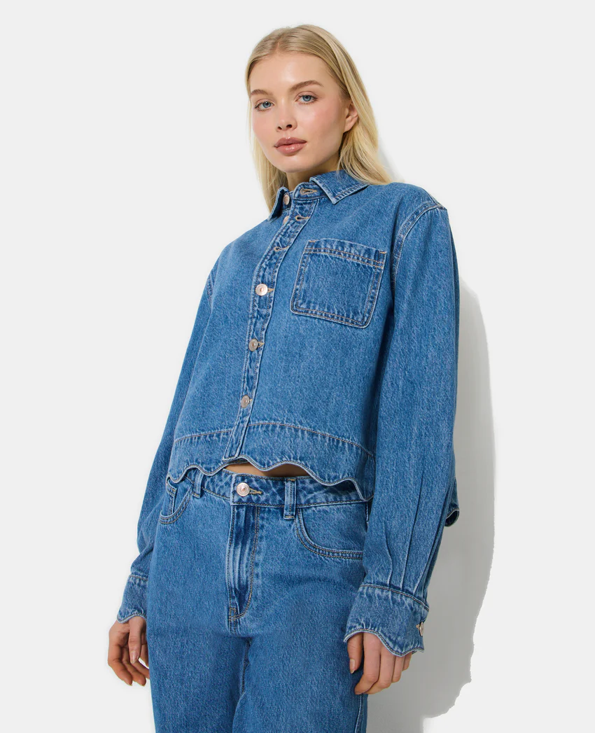 Pimkie Chemise en jean avec bords zig-zag