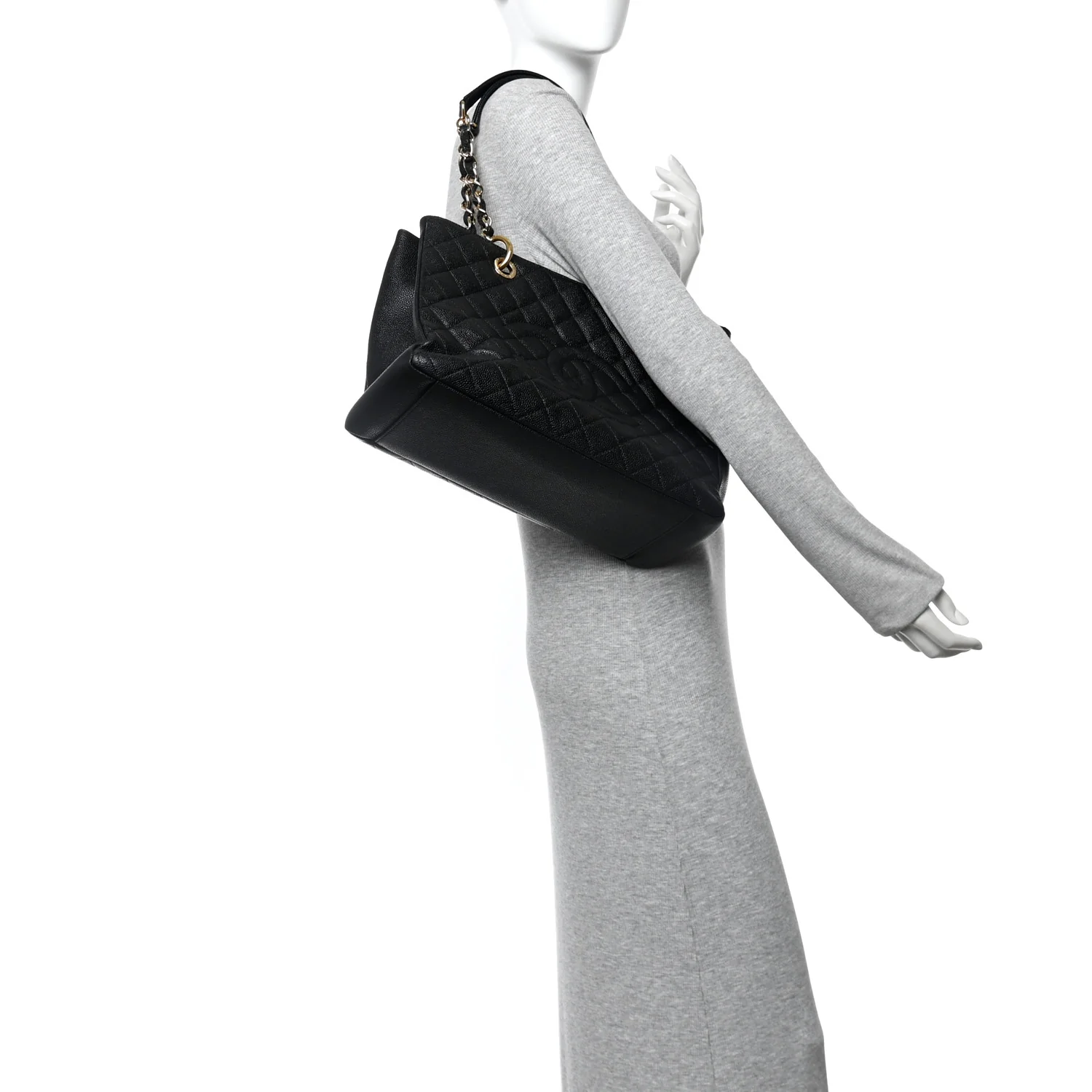 Caviar Quilted Grand Shopping Tote GST Black