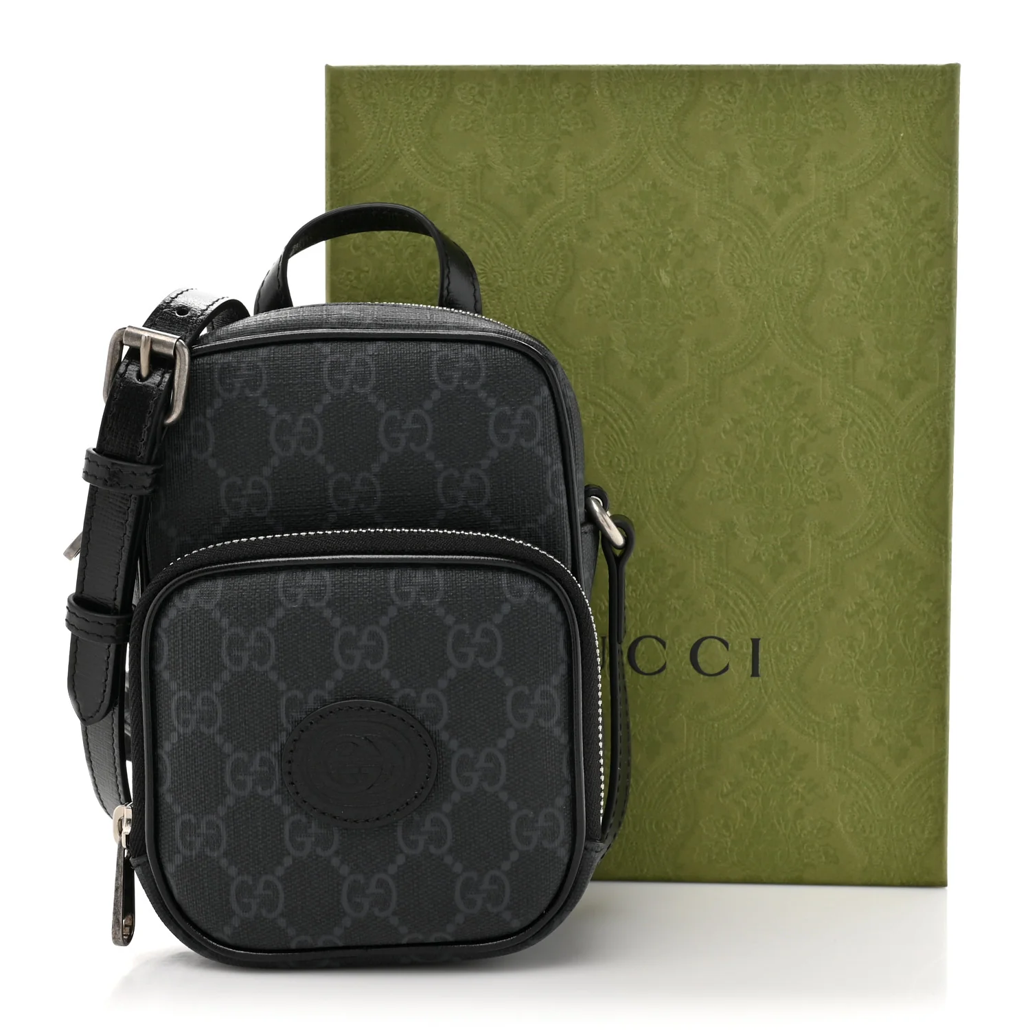 GG Supreme Monogram Azalea Calfskin Mini Retro Interlocking G Bag Black - Top Club