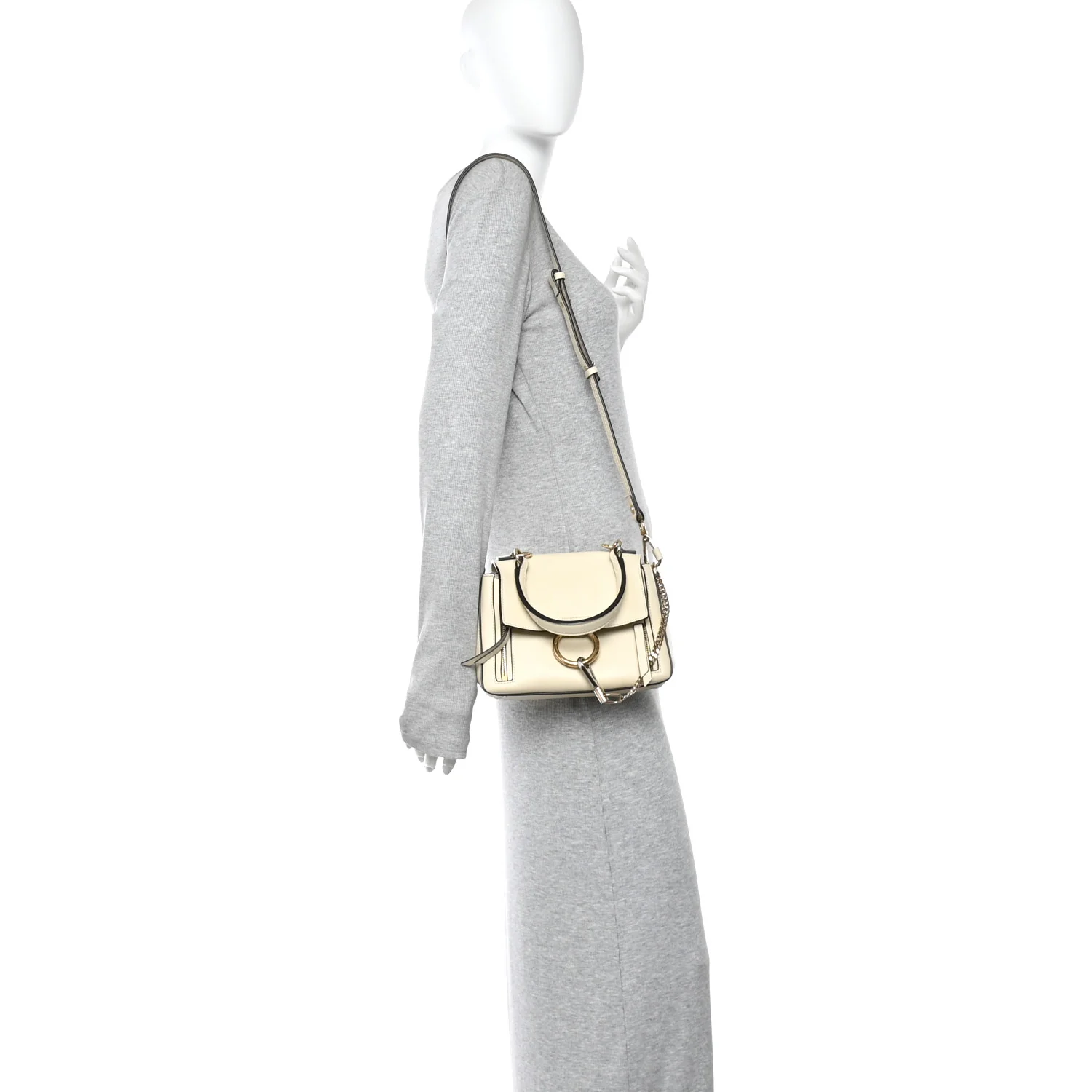 Calfskin Mini Faye Day Shoulder Bag Off White