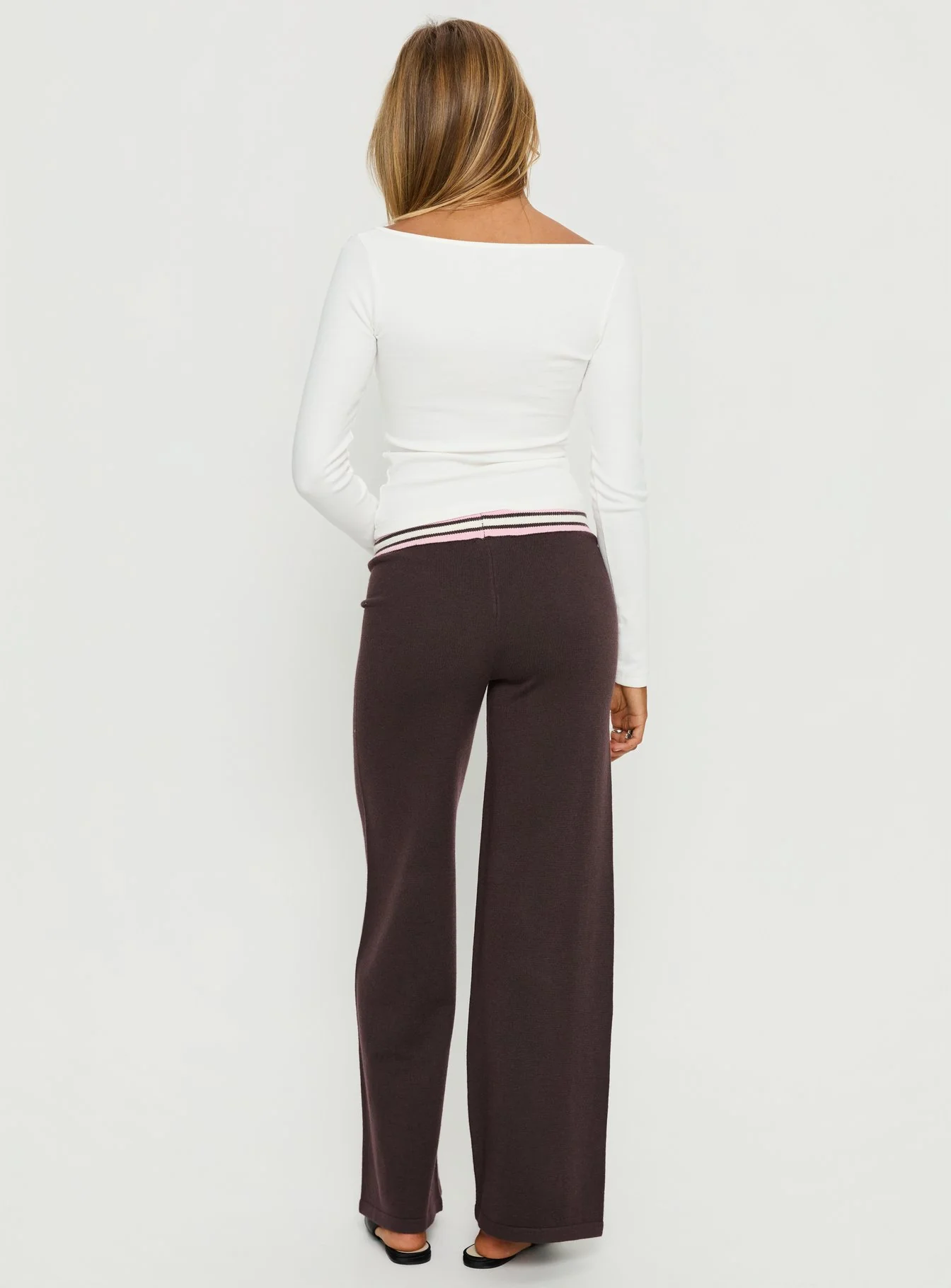 Felisha Low Waist Knit Pants Brown