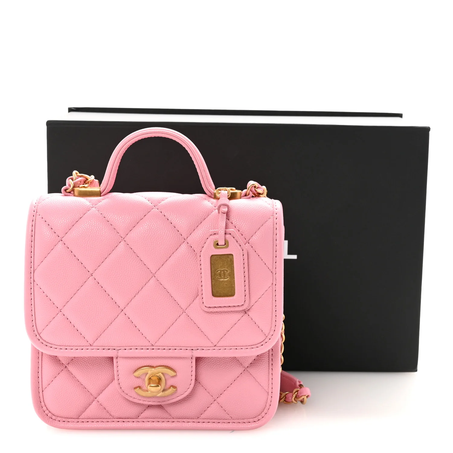 Caviar School Memory Mini Top Handle Flap Light Pink - Top Club