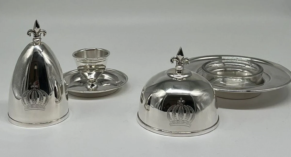 Pompöös by Luxus Baroque egg cup with lid silver - designed by Harald Glööckler