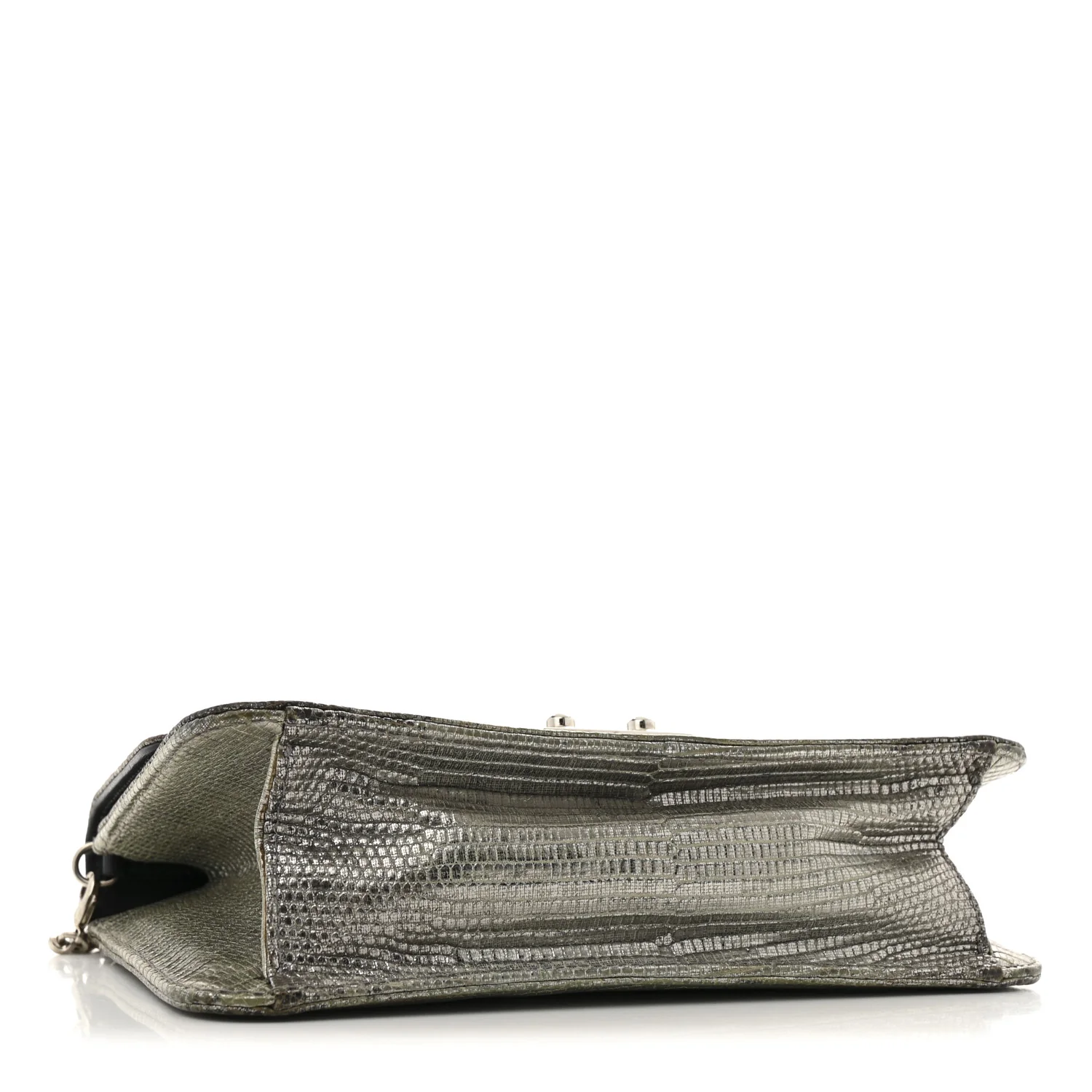 Metallic Lizard Miss Dior Promenade Pouch Gunmetal - Top Club