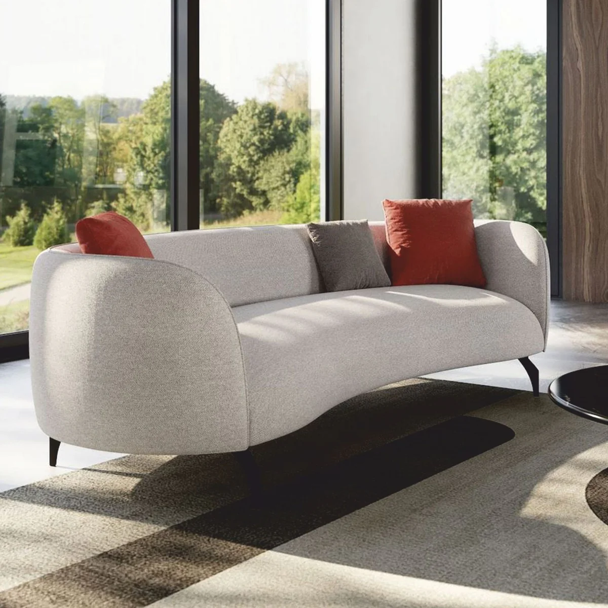 Luxury Sofa Light Gray / Black 240 cm - Luxury Living Room & Hotel Furniture