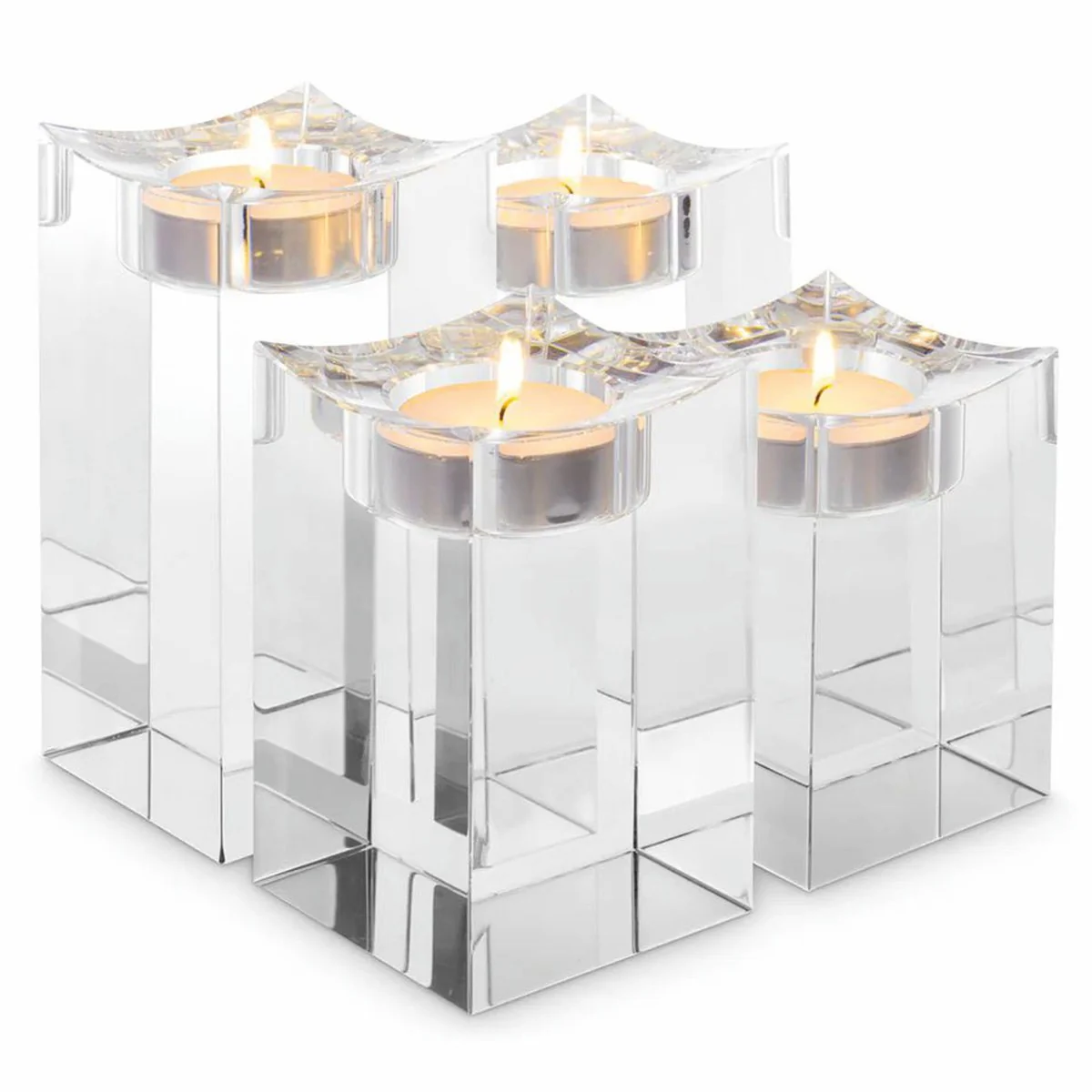Luxury crystal glass tea light holder set - decorative accessories