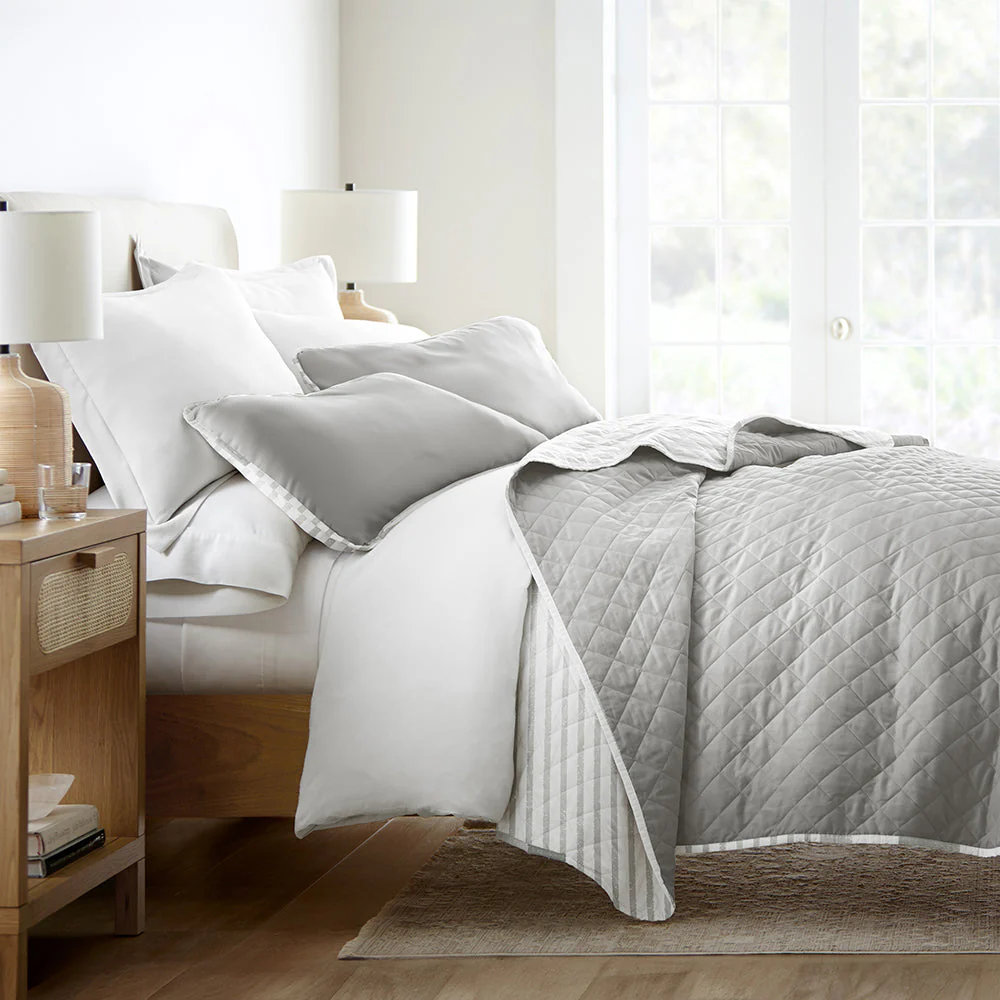 Summer Stripes Reversible Quilted Coverlet Set (Sale)