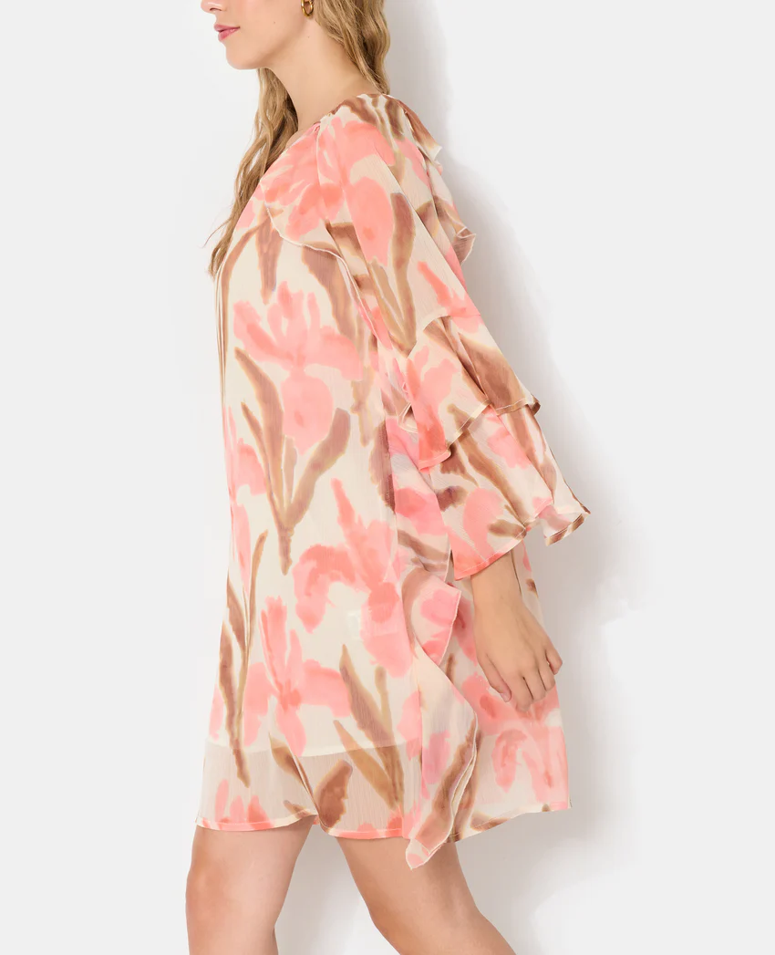 Pimkie Robe courte en voile avec volants et motifs fleurs